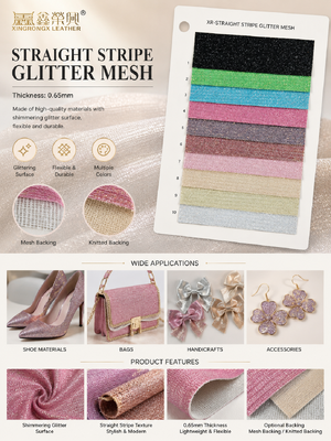 Straight Stripe Glitter Mesh Leather