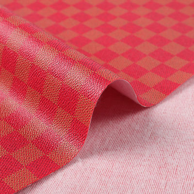 주머니용 인쇄된 PVC 가죽 혼합 색상 체크보드 가짜 가죽 직물