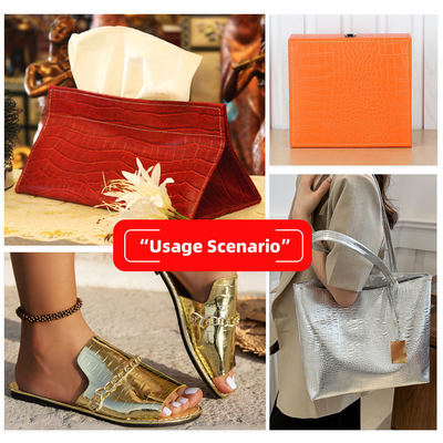 부각 된 PVC 악어 텍스처 된 가짜 가죽 밝은 색상 합성 가죽 신발 가방 가구 공예 재료