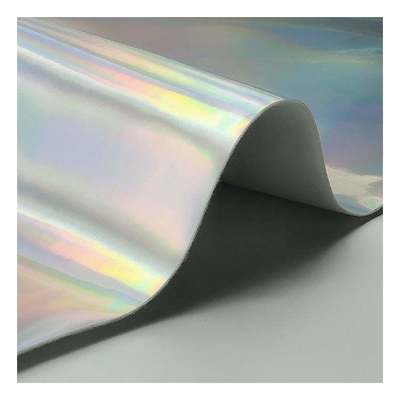 레인보우 PU 홀로그래픽 레이저 필름 거울 가죽 합성 인위 가짜 가죽 신발 바티 케이스 핸드백 가죽 직물