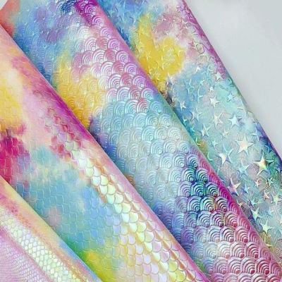 특수 PU 레인보우 미러 엠보싱 합성 가죽 수하물 핸드백 신발 화장품 가방 가죽 원단