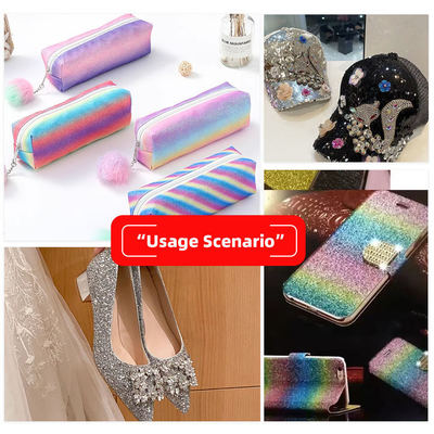 PU 반짝이는 반짝이는 무지개 반짝이는 직물 신발용 합성 가죽 가방 활공 공예 모자 가짜 가죽 직물