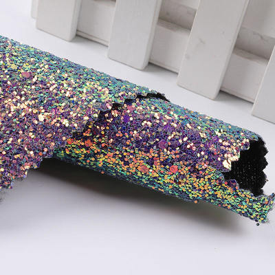 탄성 PU 반짝이는 반짝이는 청키 육각형 글리터 원단 인조 가죽 신발 가방 활 공예 모자 인조 가죽 원단