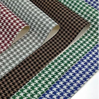 Wholesale PVC Houndstooth Printed Faux Leather Fabric for Decorative Bag Phone Shell Table Mat Sofa Cover Craft Projects