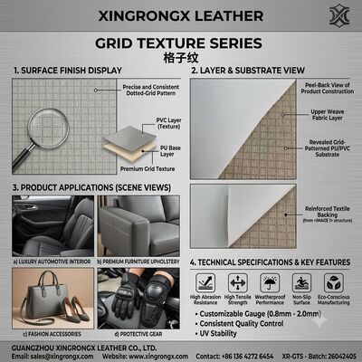 GRID TEXTURE SERIES 합성 포장용 가죽 제품 용량 및 스타일로 설계 된 포장용 신발 의류 및 가구 제조