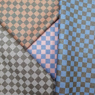 가구, 지갑, 신발 및 패션 액세서리용 프리미엄 글리터 체크 PVC 가죽 직물