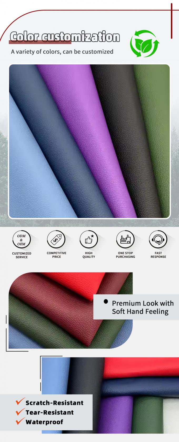 D90 리치 (Lychee) 엠보스드 가짜 가죽 직물 150CM 넓은 PVC 인공 합성 가죽 소파 가방 의자 자동차 발 매트 가구 4