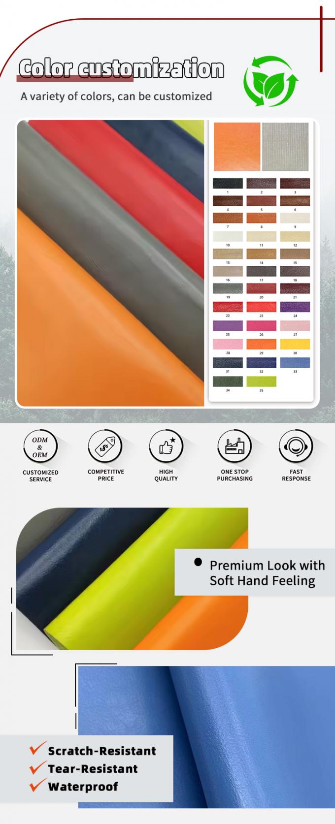가구용 PVC 니트 가죽 원단 57/58" 방수 내마모성 4
