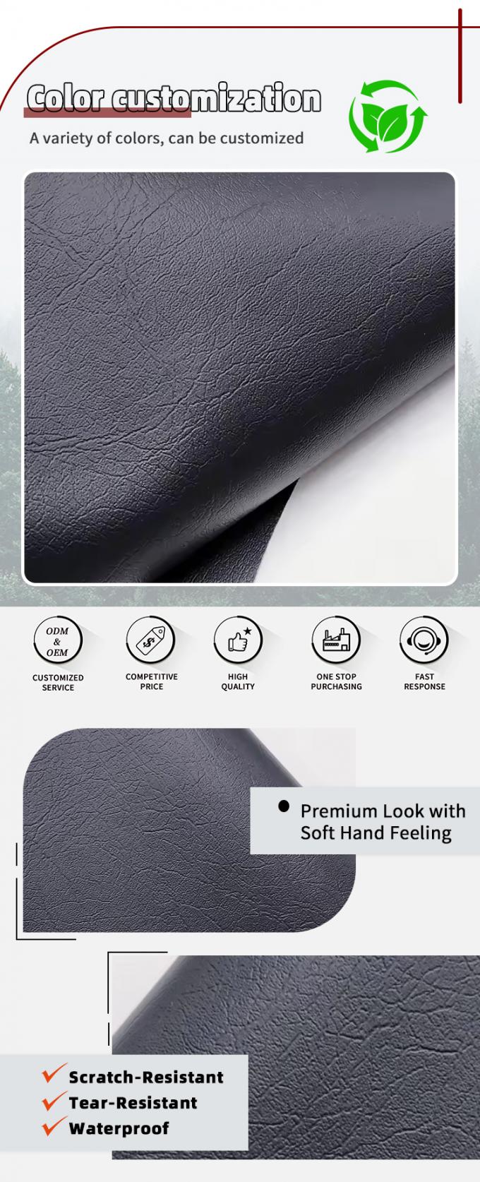 PVC 가구 가죽 0.6mm 엠보스 된 방수 가루 재료 4