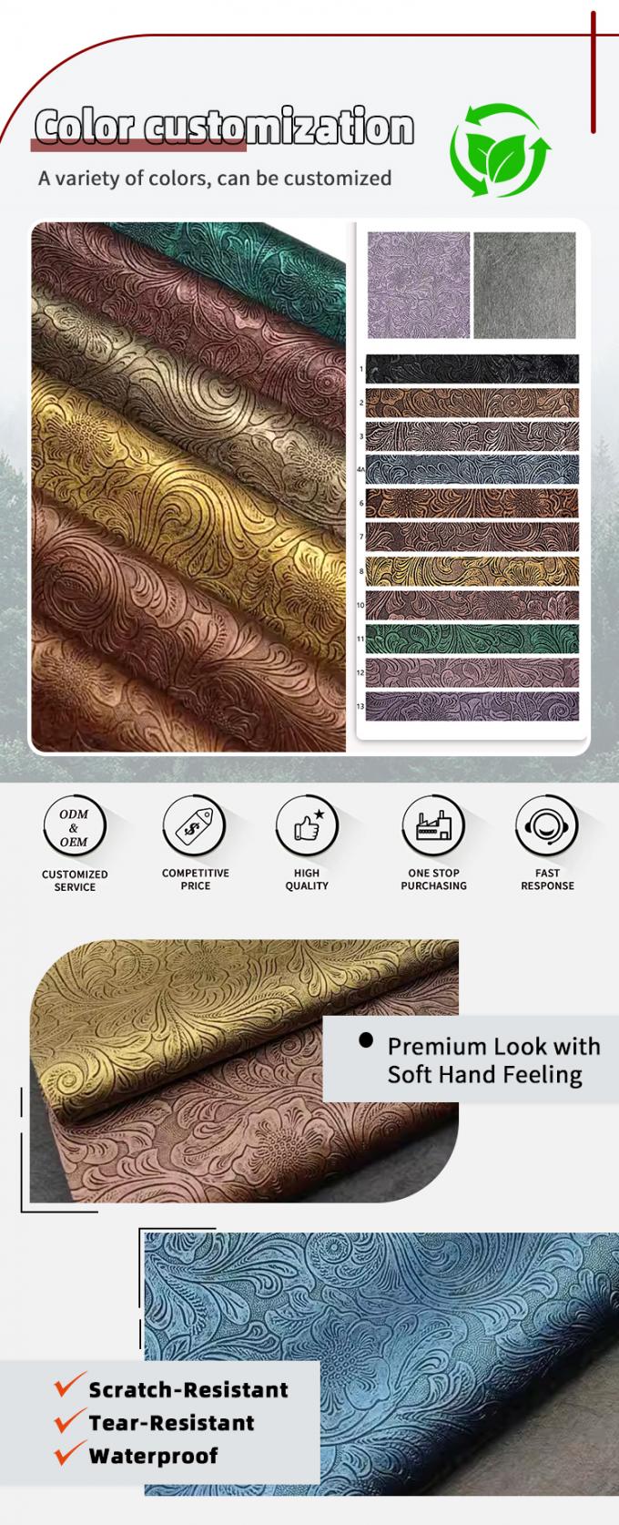 PVC 꽃 패턴 인공 합성 가죽 지갑 상자 신발 Ntoebook 가짜 가죽 천 4