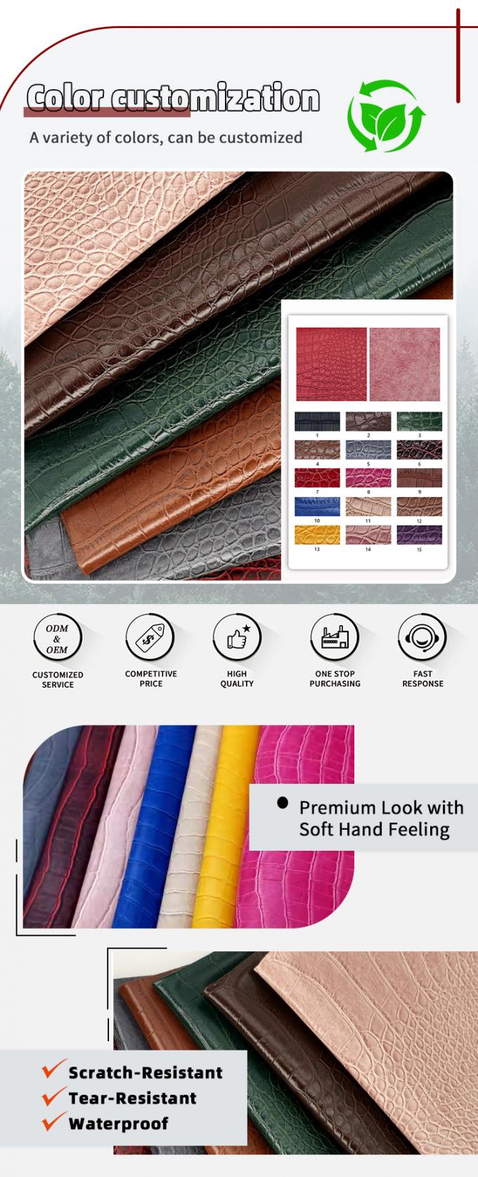PVC 대나무 곡물 인공 합성 가죽 지갑 상자 신발 Ntoebook 가짜 가죽 직물 4