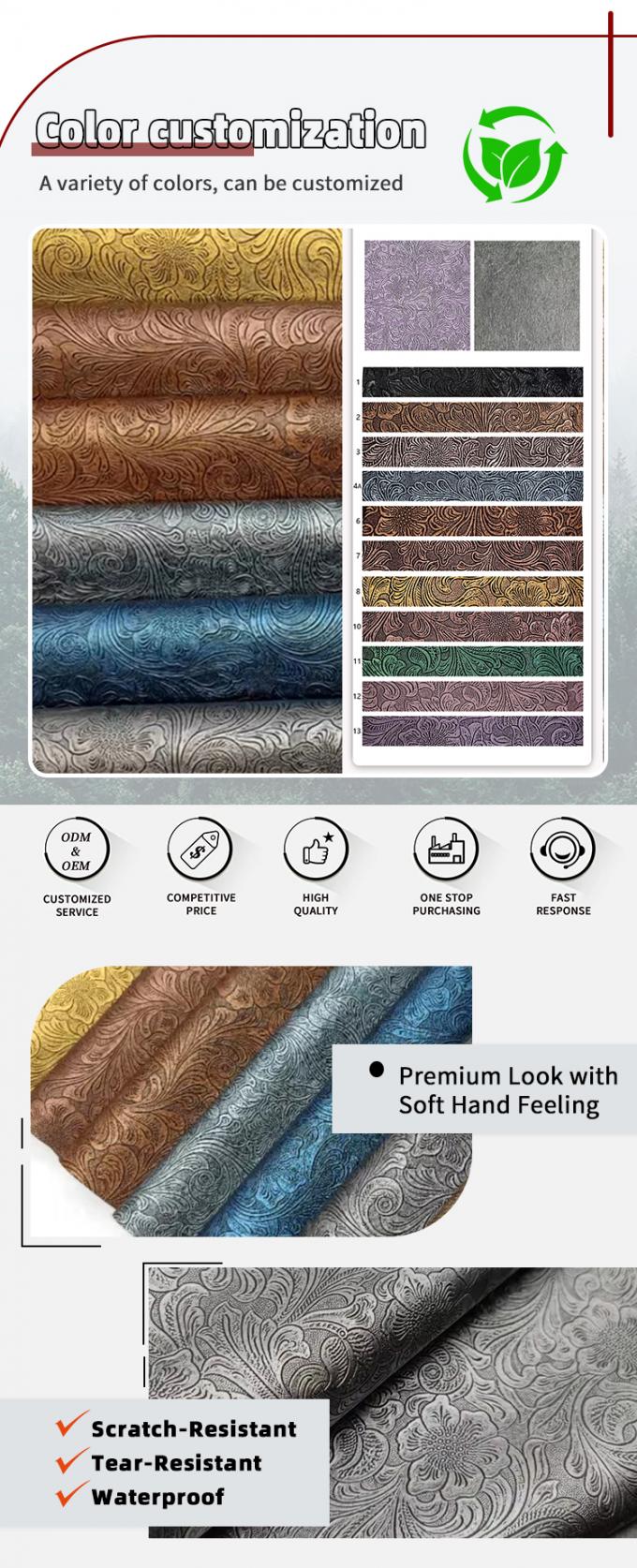 지갑 상자 신발 노트북 장식 가방용 엠보싱 PVC 꽃무늬 인조 가죽 - 내구성 있는 인조 가죽 소재 4