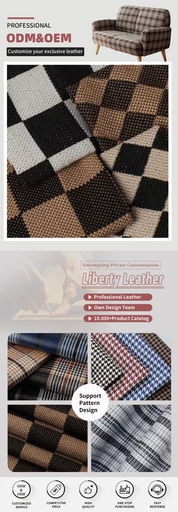 1.0mm 두께 린넨 격자 무늬 플랙스 원단 방수 스트레치 플로킹 아웃도어용 소파 가방 카시트 벨트 인조 가죽 직조 뒷면 4