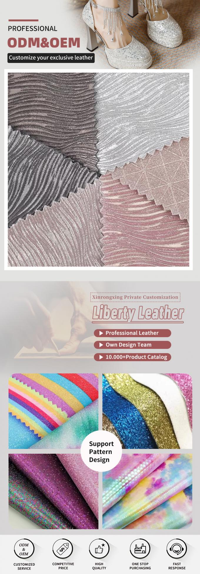 탄성 PU 엠보싱 반짝이 빛나는 글리터 원단 합성 가죽 신발 가방 리본 공예 모자 인조 가죽 원단 4