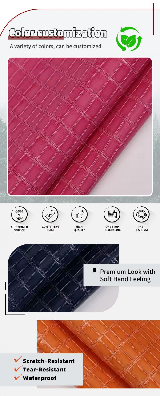 고 광택 PVC 대나무 패턴 곡물 인공 합성 가죽 장식 신발 가방 상자 가짜 가죽 천 4